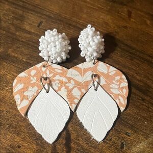 Floral Leaf Drop Handmade Hand Cut Learher Earrings